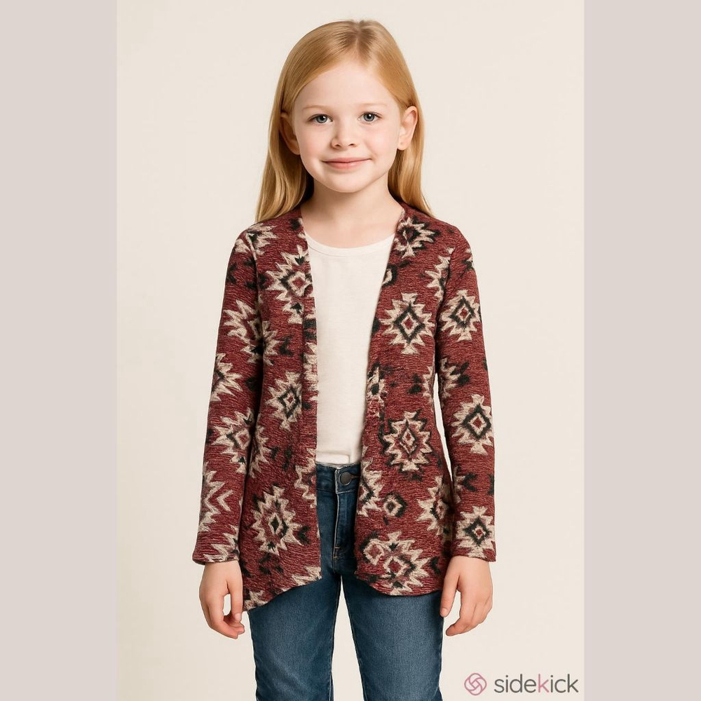 Justice Aztec Print Girls Cardigan Size 12
